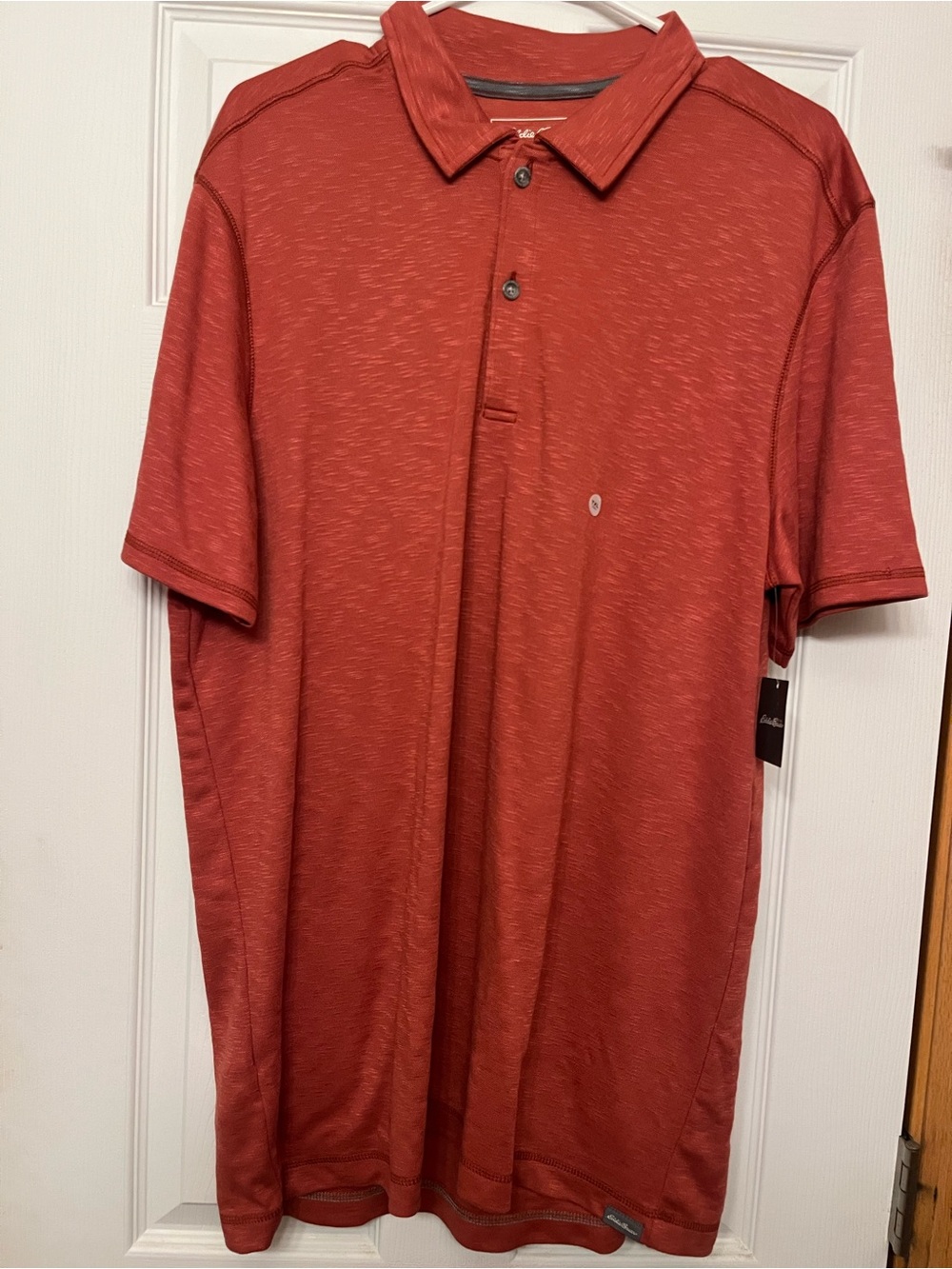 Eddie Bauer Men's Red/Rust Polo Shirt - Lightweight Short Sleeve
